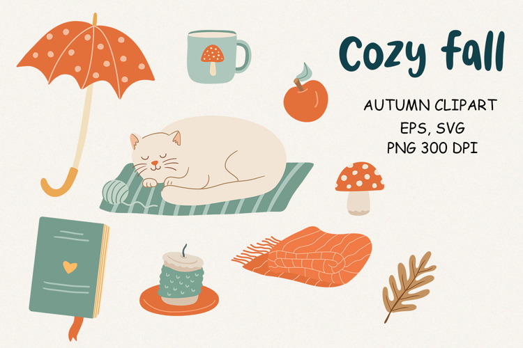 Cozy Fall Clipart PNG and Vector