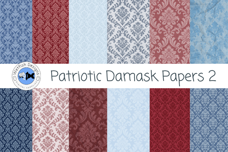 Patriotic Damask Papers 2
