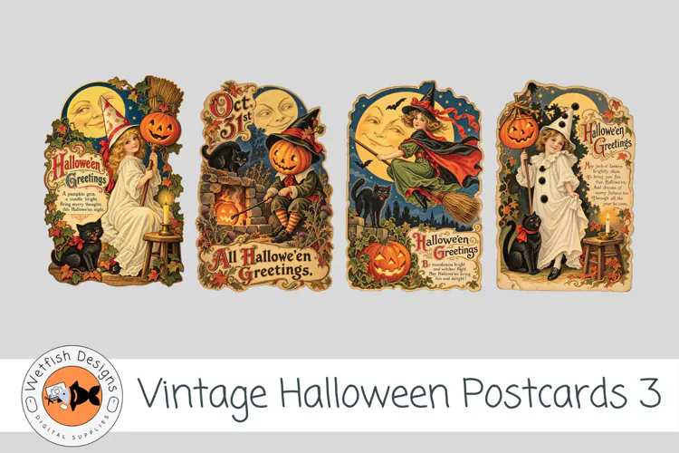 Halloween Vintage PNG Postcards 3