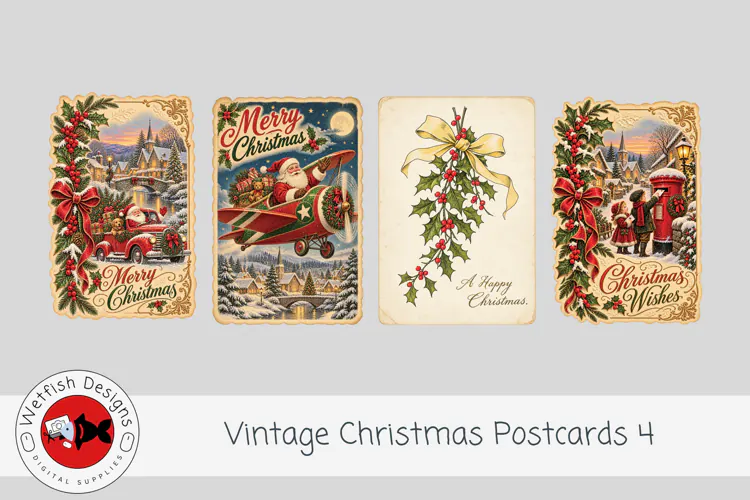 Vintage Christmas Ephemera Postcards 4