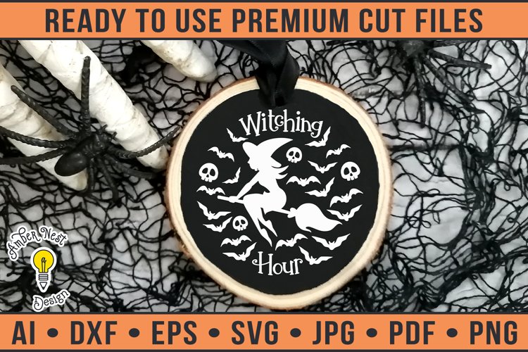 Witching Hour | Halloween Round Ornament SVG example image 1