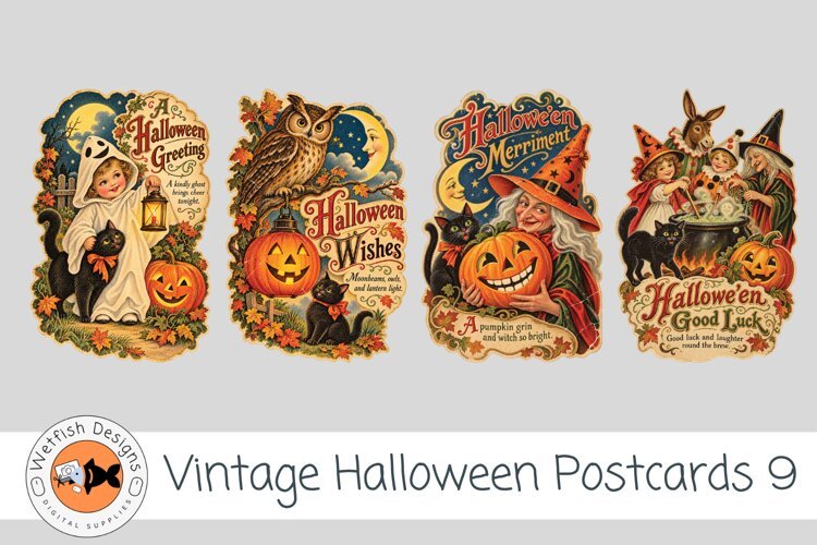 Halloween Vintage PNG Postcards 9 example image 1
