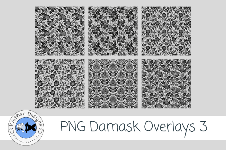 Transparent PNG Damask Overlays 3