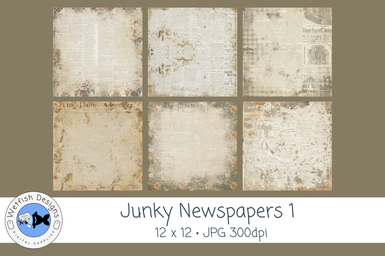 Junky Newspapers 1 for Junk Journaling & Scrapbooking