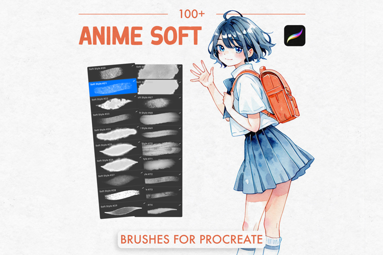 100 Anime Soft Style Brushes Procreate