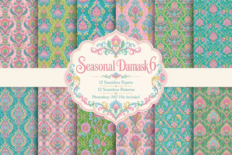 Seasonal Damask Papers   Patterns 6
