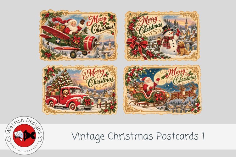 Vintage Christmas Ephemera Postcards 1 example image 1