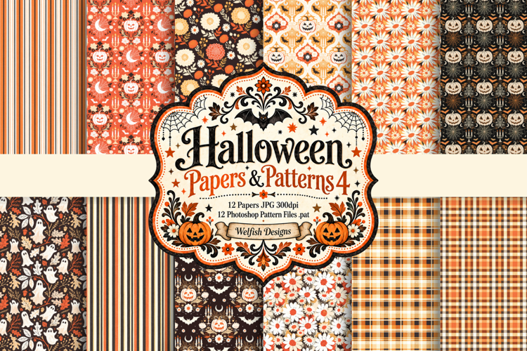 Halloween Seamless Papers & Photoshop Patterns 4