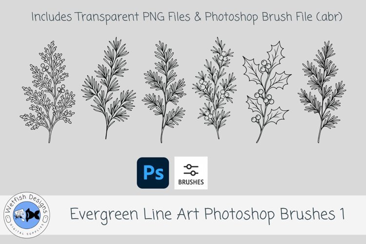 Evergreen Line Art Photoshop Brushes 1 example image 1