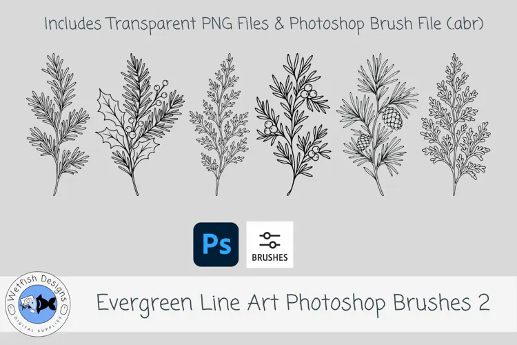 Evergreen Line Art Photoshop Brushes 2