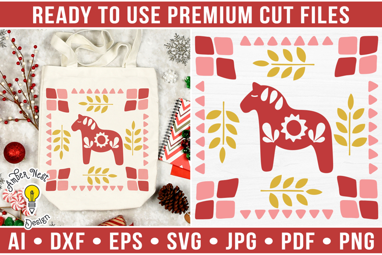 Scandinavian Christmas Dala Horse| Christmas SVG