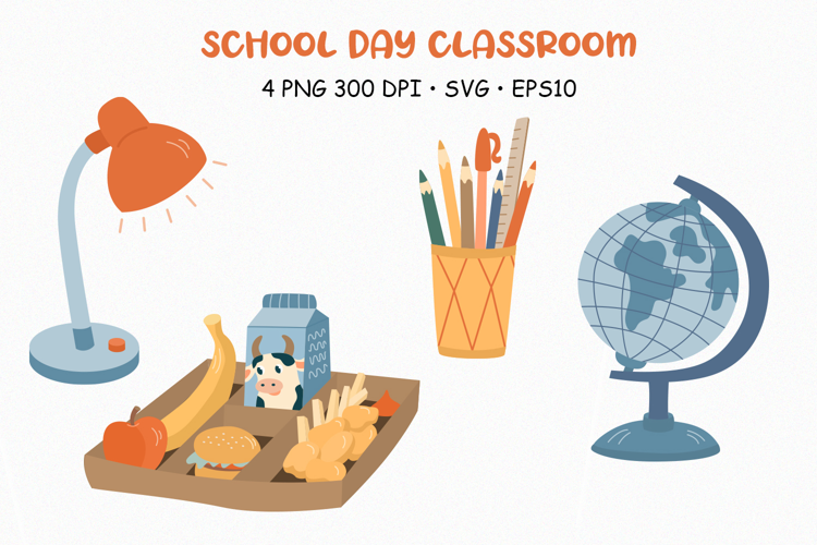 School Day Classroom lllustartions
