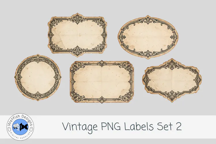 Vintage PNG Junk Journal Labels 2
