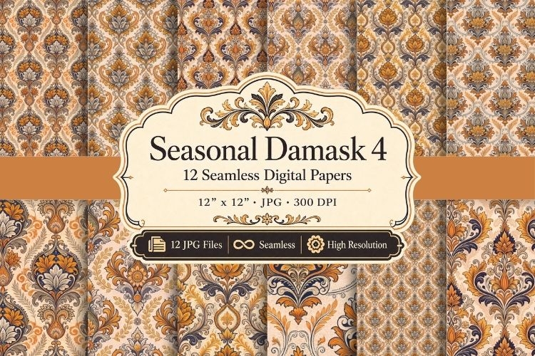 Seasonal Damask Papers & Patterns 4