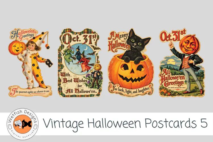 Halloween Vintage PNG Postcards 5