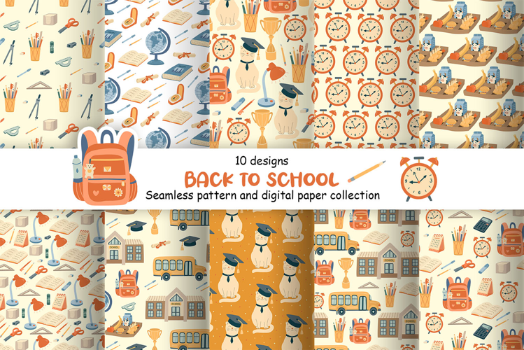 Back to School Digital Papers & Seamless Patterns