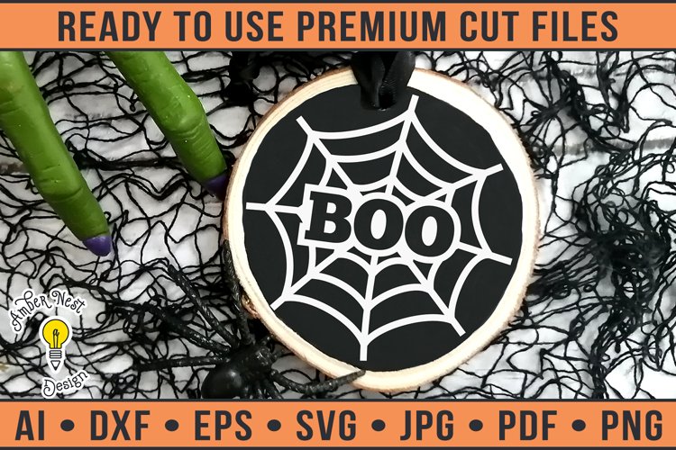 Boo|Halloween Round Ornament SVG example image 1