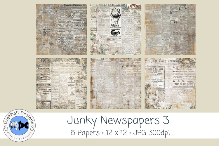 Junky Newspapers 3for Junk Journaling & Scrapbooking