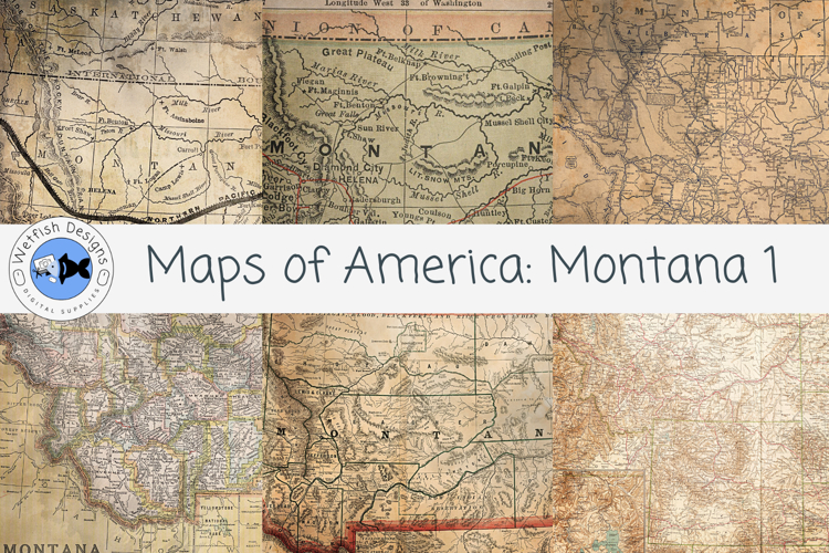 Vintage Montana Map Digital Paper Pack 1