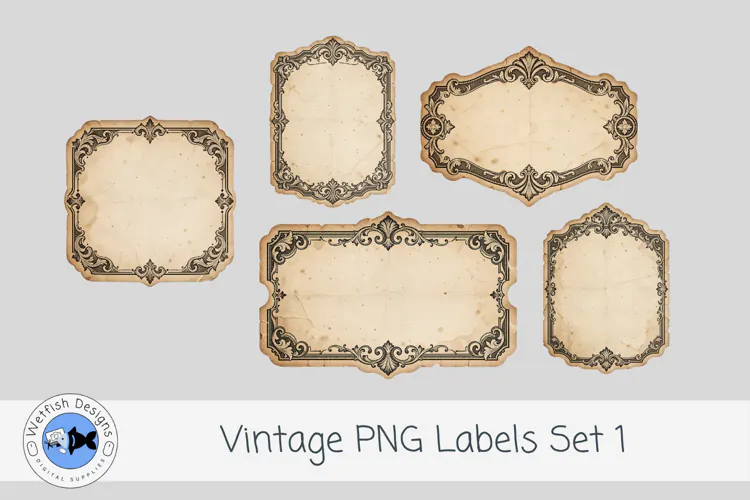 Vintage PNG Junk Journal Labels 1