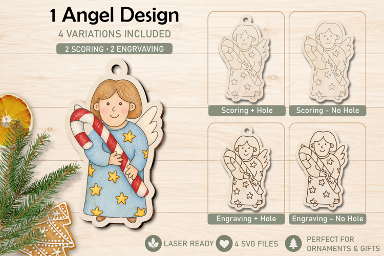 Christmas Angel Ornament Laser Cut SVG