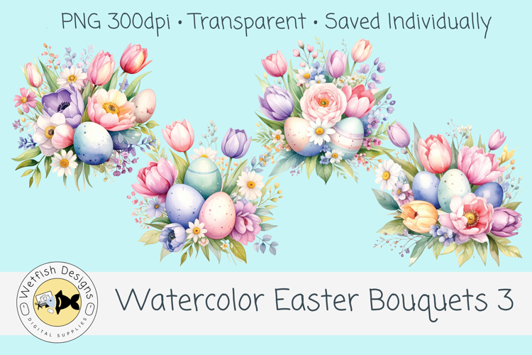 Spring Watercolor Easter Bouquets 3
