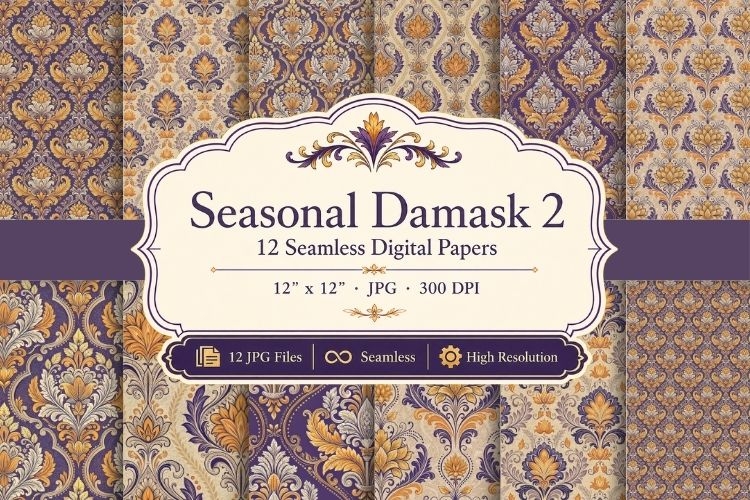 Seasonal Damask Papers & Patterns 2