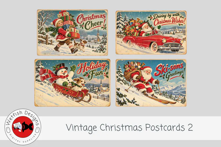 Vintage Christmas Ephemera Postcards 2