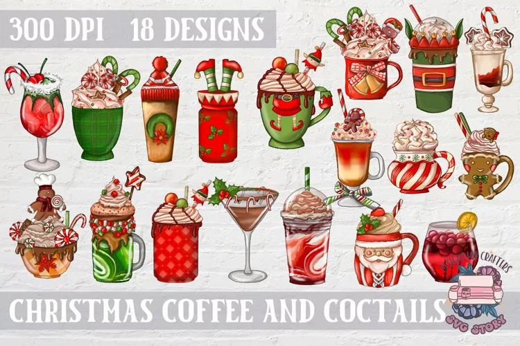 Christmas Sublimation bundle of 18 designs PNG Cocktails