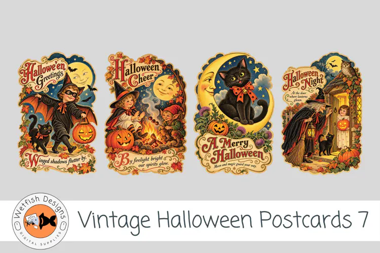 Halloween Vintage PNG Postcards 7