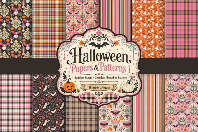 Halloween Seamless Papers & Photoshop Patterns 1