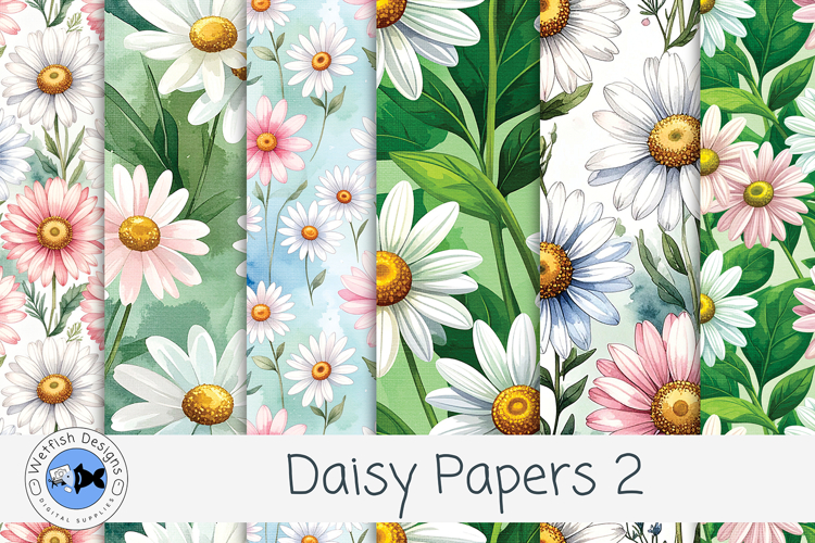 Daisy Digital Papers 2 Floral Scrapbook Backgrounds