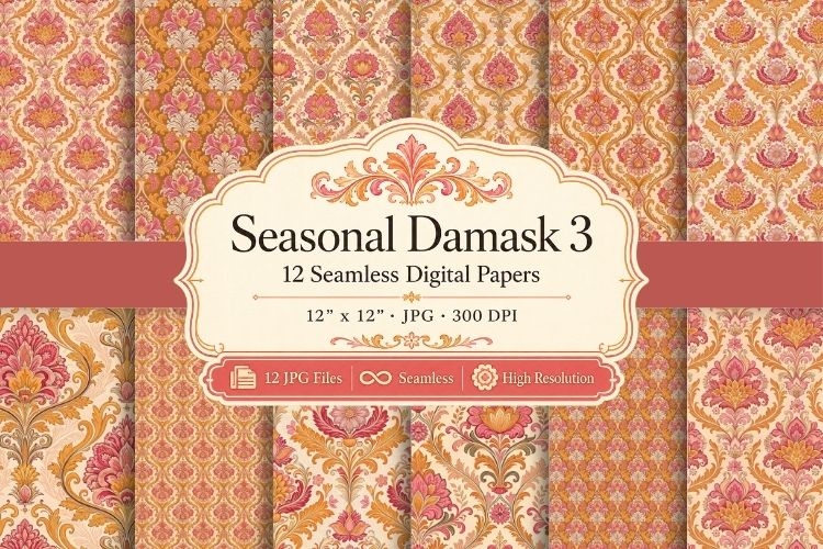 Seasonal Damask Papers & Patterns 3