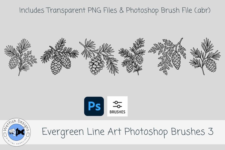 Evergreen Line Art Photoshop Brushes 3 example image 1