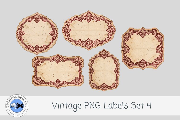 Vintage PNG Junk Journal Labels 4 example image 1
