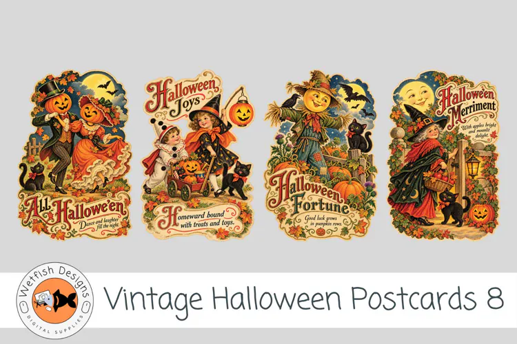 Halloween Vintage PNG Postcards 8