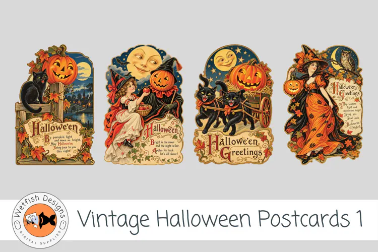 Halloween Vintage PNG Postcards 1