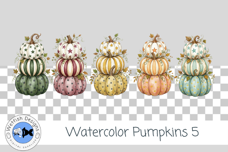 Watercolor Pumpkins 5 Fall & Halloween Clipart