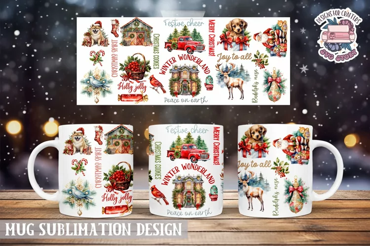 Christmas Mug Wrap Sublimation Christmas Wrap