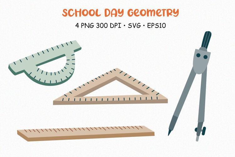 School Day Geometry Tool Illustrations example image 1