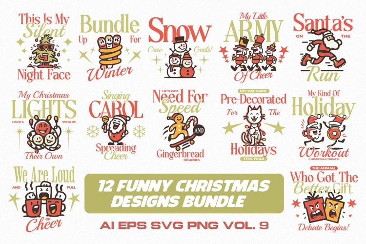 FUNNY CHRISTMAS DESIGNS BUNDLE Vol. 9