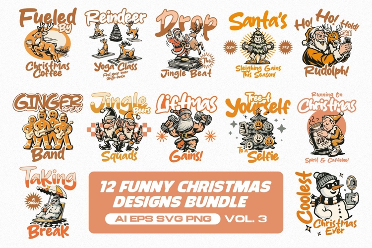 FUNNY CHRISTMAS DESIGNS BUNDLE Vol. 3