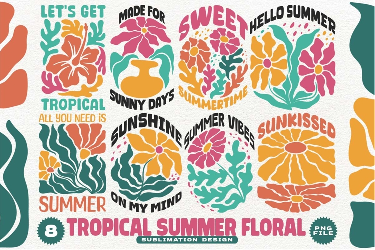 Tropical Summer Sublimation T-shirt Design Bundle example image 1