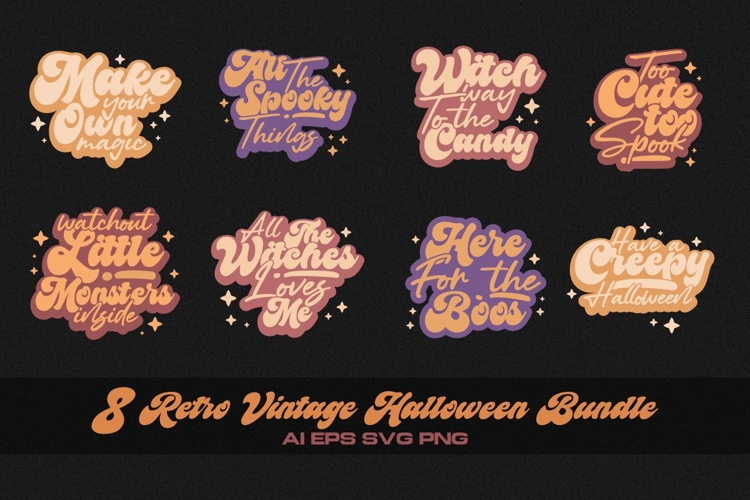 Retro Vintage Halloween T-shirt Design Bundle