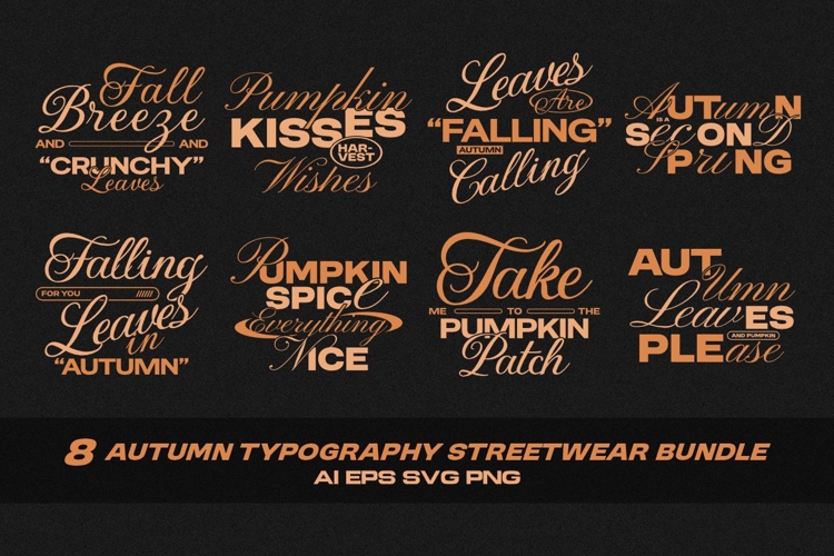 Autumn Typography Streetwear T-shirt Design Bundle