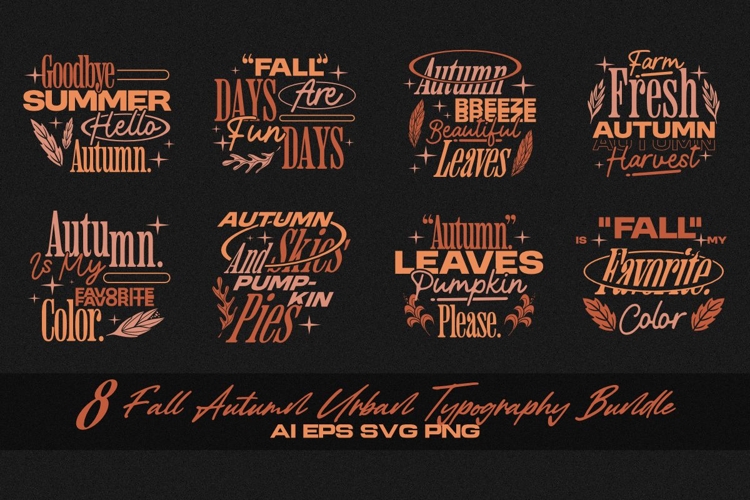 Fall Autumn Urban Typography Bundle