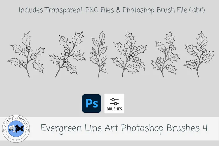 Evergreen Line Art Photoshop Brushes 4