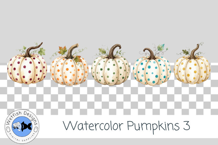 Watercolor Pumpkins 3 Fall & Halloween Clipart example image 1