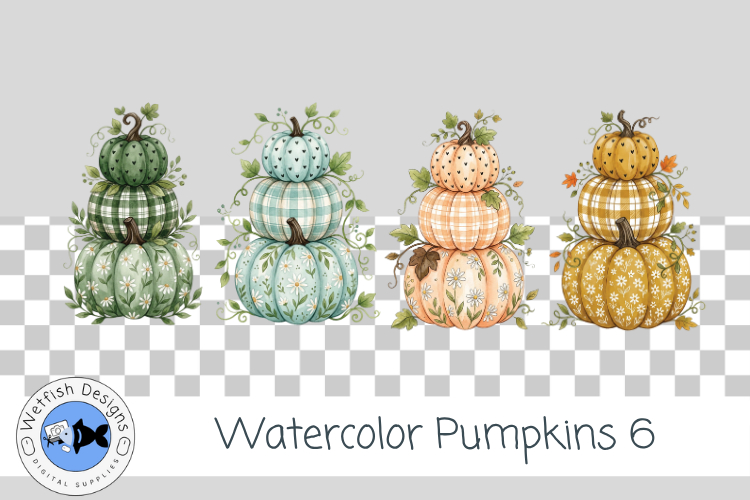 Watercolor Pumpkins 6 Fall & Halloween Clipart