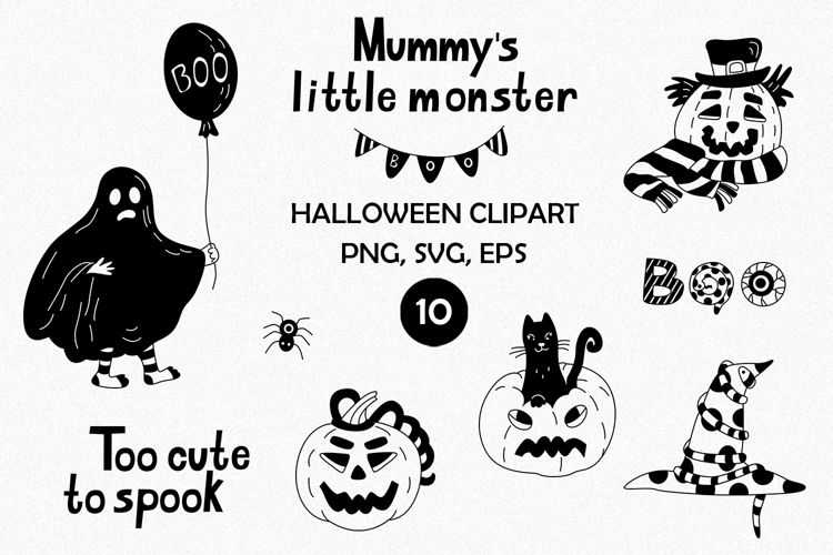 Mummy’s Little Monster Halloween Doodle Clipart
